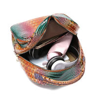 Mochila De Lujo Con Patrón De Cocodrilo Vintage Viaje Clásico Preppy Escuela Mochila De Día Para Mujer Material PU - details 13