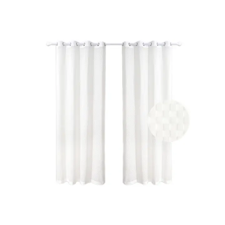 Pack de 2 unidades Cortina translúcida de salón / habitación diseño de cuadraditos bicolores Pack de 2 unidades 140 X 260 cm - 1