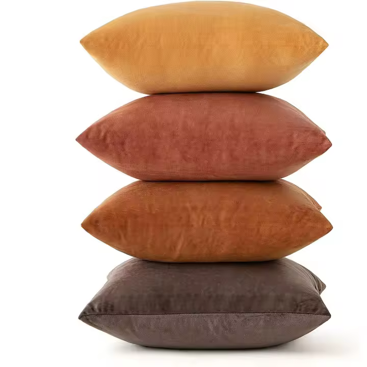 4 Piezas Funda de Cojín de Terciopelo Cojines de Sofá Funda de Almohada Colores Gradientes Moderna Decoración para Silla Cama Salón Sala de Estar Dormitorio 45x45 cm Serie Colores Caqui - 1