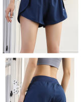 Shorts De Yoga Para Mujer Con Bolsillo Doble Capa De Tela Deportiva Fitness Running Entrenamiento En El Gimnasio - details 3