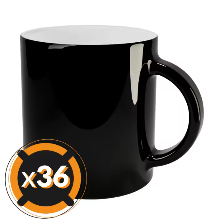 PixColor – 36 tazas mágicas de sublimación de cerámica | Color negro brillo | Cambian de color con el calor | 350ml de capacidad (11oz) | Categoría AAA | Compatible con Cricut - 1