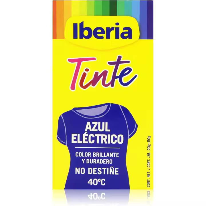 Iberia - Tinte Azul Eléctrico para ropa, 40°C - 1