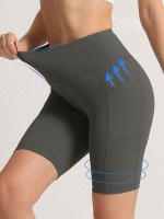Shorts De Cintura Alta 2XXL Para Mujer En 16 Colores Estilo Fitness Con Bolsillos Y Compresión Ropa Deportiva Casual De Verano Nylon - details 9