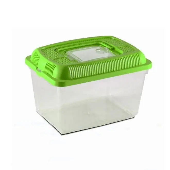 COTTECOTA-Acuario Terrario Verde Acuario de plástico para peces Terrario para insectos y tortugas,Plástico, Rejillas de ventilación, Asa para el transporte varias Medidas Caja de Cría de Peces Transparente Caja de Alimentación. Ref. 24192 24194 24196 - 1