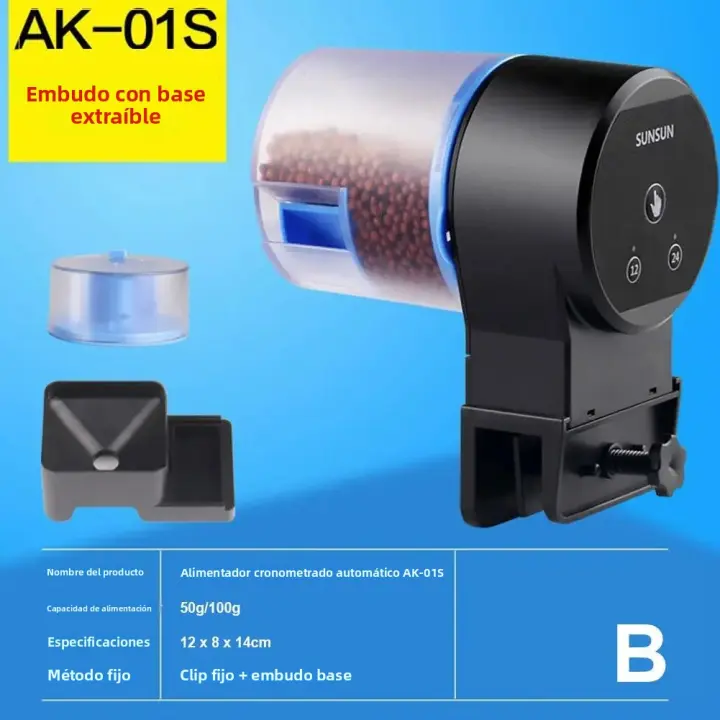 Alimentador De Acuario Inteligente Con Modo De Tiempo Doble Ajustable Compatible Con Pellet Polvo Y Tira Alimentación Para Tanque De Peces - 1