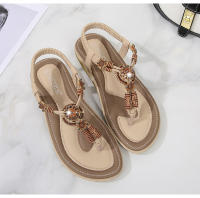 Zapatos de playa europeos y americanos para mujer, verano 2025. Zapatos casuales planos anchos con cuentas de madera tejidas. - details 16