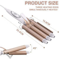 Rizador De Pelo Automático Con Tres Tubos Herramienta De Enrollado Para Cabello Seco Temperatura Máxima De 220 °C - details 5
