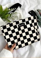 Bolso De Cosméticos Grande Y Versátil a Cuadros Negro Y Blanco Bolso De Almacenamiento Portátil Para Maquillaje Y Toallitas - details 2