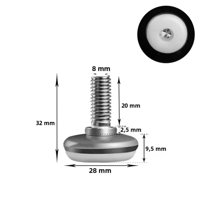 8Pcs Pie De Muebles De Acero Inoxidable Ajustable Con Base De Nylon Para Sofá Mesa Silla Armario Trabajar En Nivel - 1