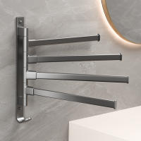 Soporte De Toalla De Baño Rotativo Estante De Cocina Soporte De Pared Aluminio Espacioso 2/3/4 Barras De Toalla Montado Por Si Mismos - details 6