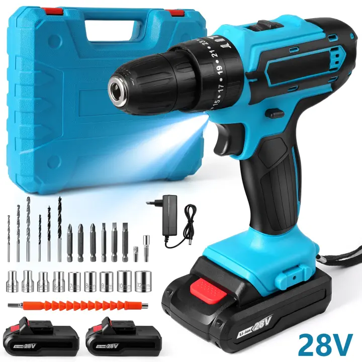 28V Cordless Impact Drill High-power Rechargeable Electric Drill Lithium Battery 1350rpm Speed Multifunctional Screwdriver - 1