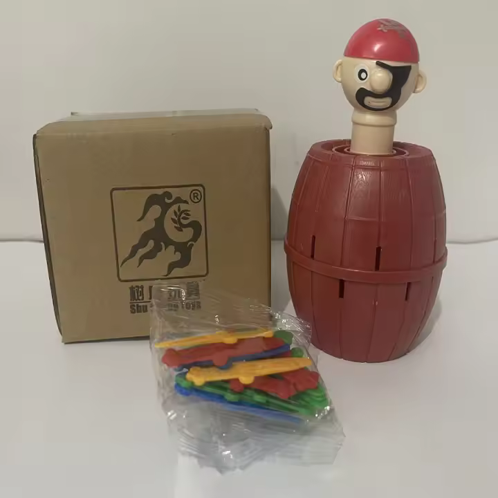 Juguete Interactivo De Fiesta Creativo Y Divertido Bucket Del Pirata Con Cuchillo De Madera Para Niños Aged 3-12 Juguetes Montessori - 1