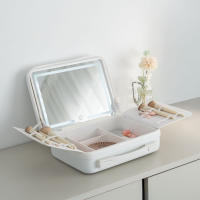 Flamingueo Maletin Maquillaje Con Espejo 3 Modos Luz Intensidad Regulable Recargable con USB Compartimentos Organizados Solapas interiores con Gomas - details 4