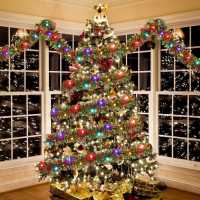Guirnalda De Tinsel Navideña Metálica Brillante Con Luces LED Para Adornar Árbol De Navidad Decoración Gruesa Para El Hogar - details 3