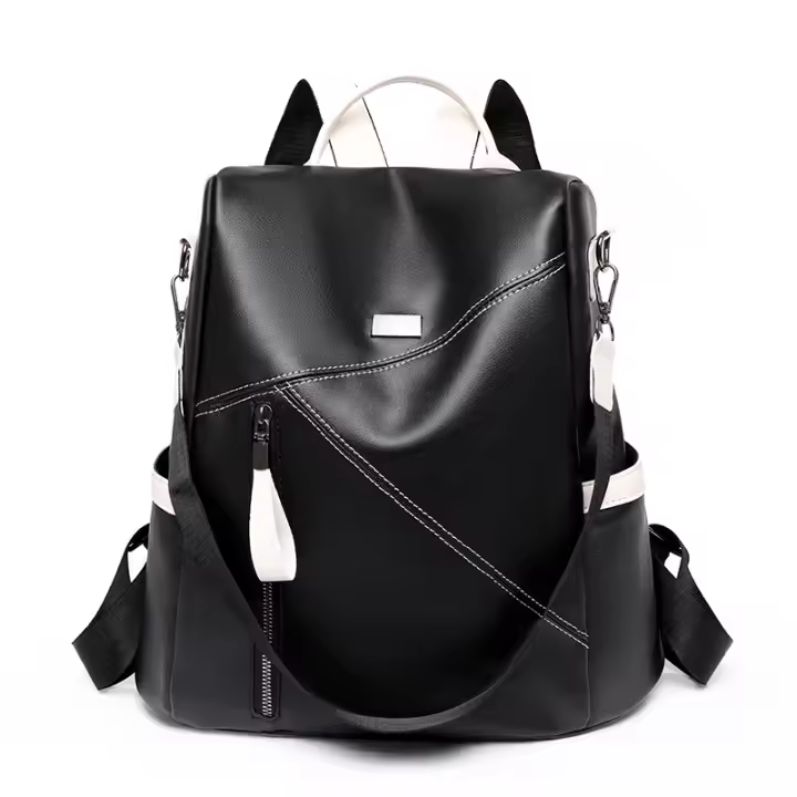 Mochila De Cuero Suave Para Mujer Antirrobo Con Cierre De Cremallera Casual Para Escuela Bolsa De Hombro Sencillo Verano - 1