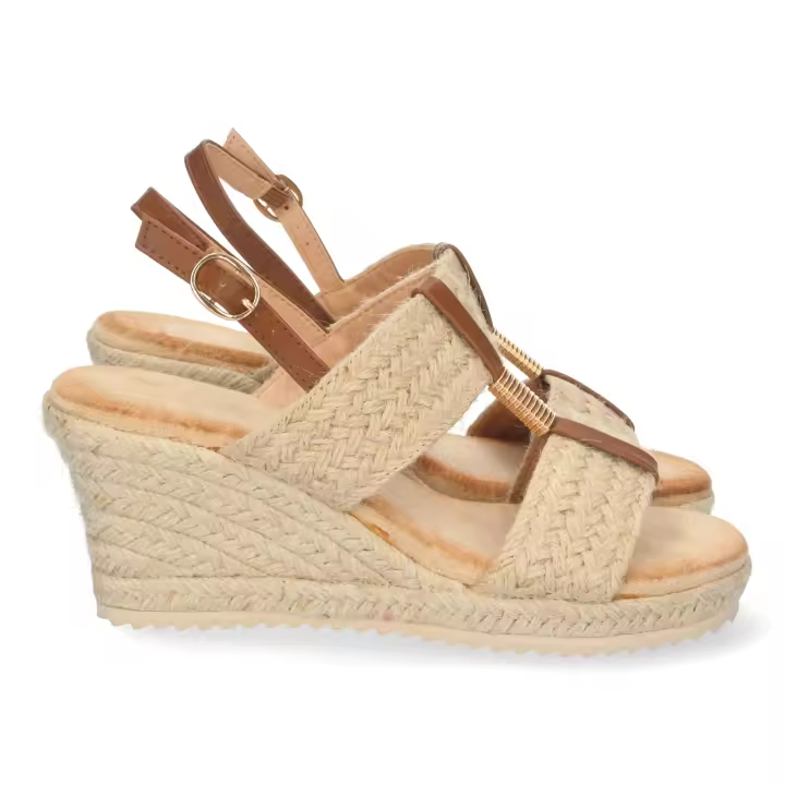 PuntoSalao Sandalia de cuña en yute doble pala mujer color beige - 1