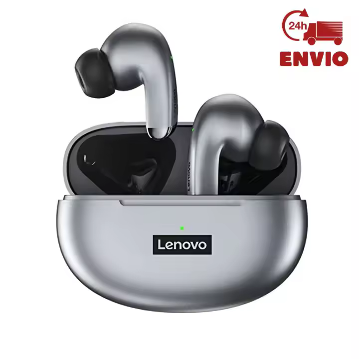 Lenovo auriculares inalámbricos LP5 Bluetooth originales, cascos deportivos impermeables, para juegos, compatible con todos los teléfonos móviles (Grises) - 1
