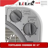 Ventilador cuadrado, 10 pulgadas, 45W, 6 aspas, 3 velocidades, temporizador 1h, ligero, compacto, LoLek - details 1