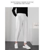 Pantalones Casuales Para Hombre Con Cintura Elástica Y Pierna Delgada Estilo Coreano Pliegues Ajustados Pantalones De Chaqueta Trenzados Callejeros - details 15