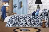 Manterol Outlet - Colcha bouti reversible mosaico color azul marino. Cubrecama con tejido fino, extra suave y ligero. - details 2