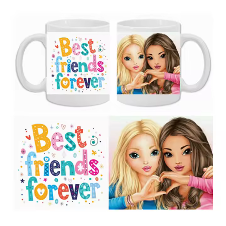 RVS Regala Vida Sana TAZA  con dibujo de TOP Model BEST FRIENDS FOREVER. Ideal para regalo. Taza para desayuno. - 1