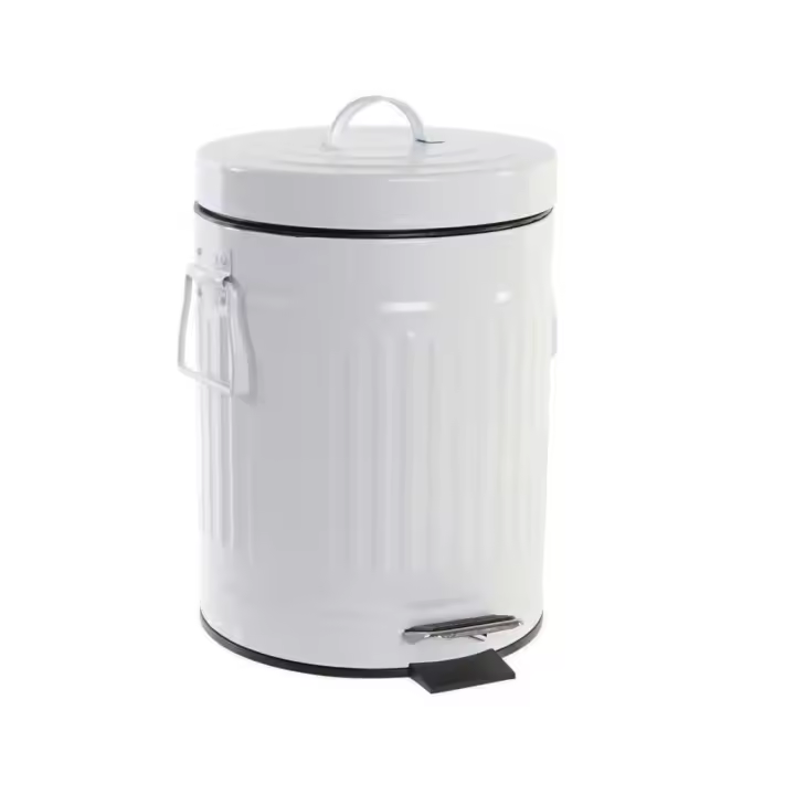 Dcasa Cubo de basura, Papelera de cocina, baño de hierro blanca vintage de 5 litros - 1