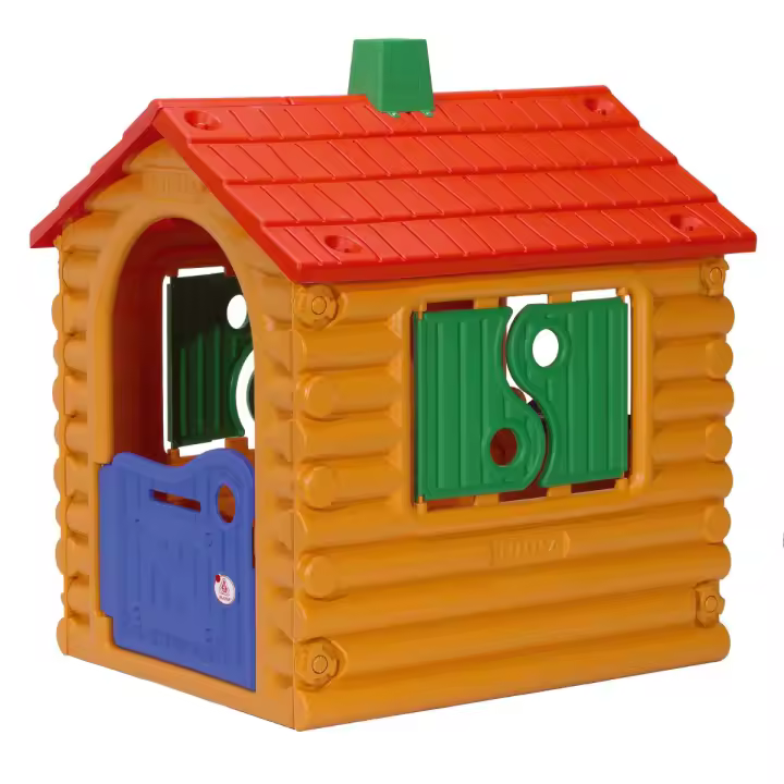INJUSA - Casa de Juguete The Hut | Casita Infantil para Niños de 2 a 6 Años |  Casa Exterior de Juguete con Puerta de Entrada con Pestillo y Buzón | 2 Ventanas con Persianas | Mostrador Exterior | Multicolor | Decoración Inspirada en las Casas de Troncos - 1