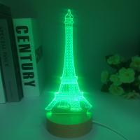 Lámpara 3D De Madera Eiffel Tower Con Luz LED Cambia De Color Decoración Para El Dormitorio De Los Niños Regalo Para Cumpleaños - details 3