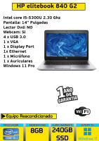 Ordenador Portátil Hp Elitebook 840 G2  core i5 8 gb Ram 240 gb ssd windows 11 - details 0