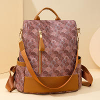 Mochila Elegante Para Mujer De PU Cuero Ligero Y Antirrobo Con Estampado Floral Estilo Casual Para La Escuela Y La Juventud - details 18