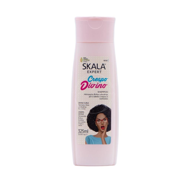 Bellas Extensiones-SKALA EXPERT Crespo Divino, Shampoo/Champú Hidratante, Brillo y Antifrizz , 100% Vegano, 0% Origem Animal 325ml 10.99oz For Export Brazil