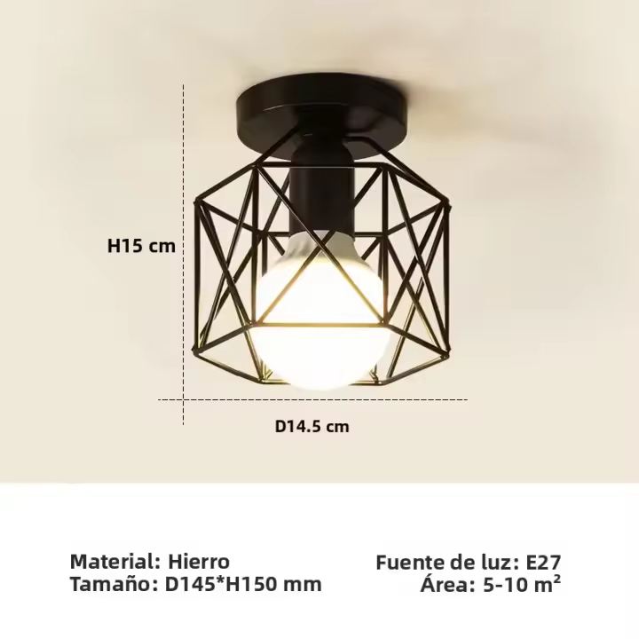 Lámpara De Techo Retro Para Interior Vintage E27 Para Pasillo Corredor Iluminación Decorativa Para Dormitorio Fuente De Aluminio - 1