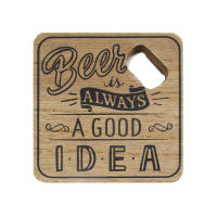 CAPRILO REGALOS & DECORACIÓN  Set de 3 Decorativos Abridores de Madera "Beer-Cerveza ". Recuerdos. Destapadores. Regalos Originales. Detalles de Bodas, Comuniones, Bautizos, Cumpleaños. 10 x 10 x 1 cm. - details 0