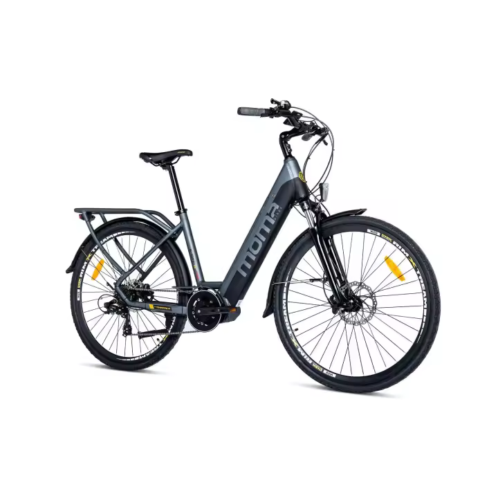 Moma Bikes Bicicleta Electrica, Urbana E-CITY-28"PRO Motor Central, Aluminio. SHIMANO 7v & Frenos Disco Hidráulicos, Bateria Integrada Ion Litio 48V 13Ah - 1