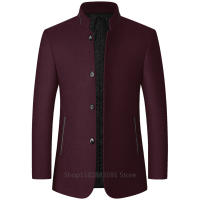 Abrigo De Lana Para Hombre Estilo Británico Sólido De Medio Tamaño Chaqueta De Lana Business Overcoat Casual Cierre Simple - details 6