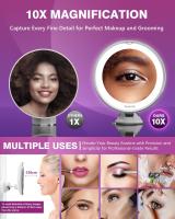 Espejo Maquillaje with Luz 10X, Espejo Increase Ducha, Ventosa Fuerte, 2 Grados de Brillos, Giratorio 360, para Baño Viajes Depilación Cejas, Redondo, Blanco - details 0