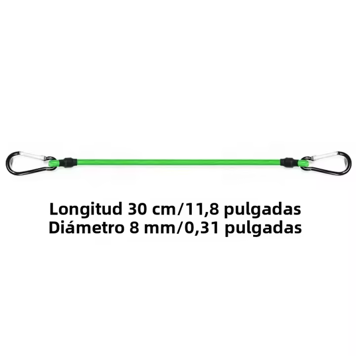 Cordones Elásticos Verdes De 30-150CM Con Gancho 8MM Para Bicicletas Ligeros Cuerda De Bungee Para Auto Equipaje Rack De Techo - 1