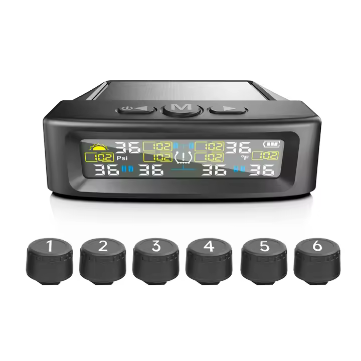 Sistema De Monitoreo Automático De Presión De Neumáticos Con Alarma De Seguridad Y Medición De Temperatura Solar Para Camiones RV 6 Sensores - 1