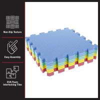 Pack 9 Baldosas EVA 30x30 cm – Alfombra Puzzle de Espuma Antigolpes, Suelo Protector Antideslizante y Aislante – Colores Rojo Claro, Azul, Verde y Amarillo O NEGRO – Ideal para Gimnasio, Juegos, Camping y Hogar - details 2