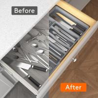 Cutlery Drawer Organiser, Expandable Utensil Tray for Kitchen, Adjustable Silverware and Flatware Holder, Compact Plastic Storage - details 4