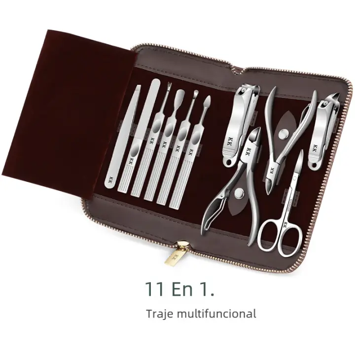 Kit De Manicura KK 11 En 1 Herramientas Profesionales De Acero Inoxidable Cortauñas Tijeras Y Pilares Para Cuidado De Manos Y Pies - 1