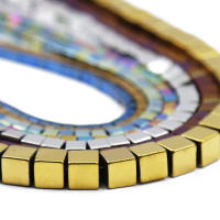 JHNBY Cuentas De Hierro Natural En Forma Cuadrada Color Azul Dorado Morado 2/3/4/6MM Para Creación De Joyería DIY Accesorios Sueltos - details 2