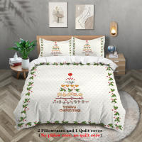 Juego De Cama Navideño 3 Piezas Con Patrón De Árbol De Navidad (1 Funda De Edredón + 2 Fundas De Almohada) Set De Ropa De Cama Suave Y Cómoda - details 1