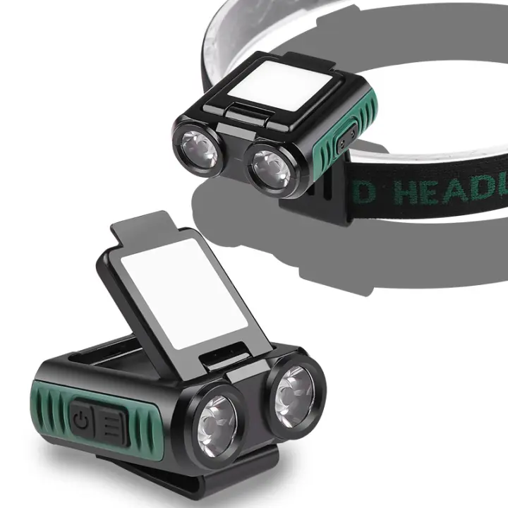 Nuevo faro XPG de 3 núcleos con sensor de luz potente, carga USB, luz para correr al aire libre, pesca nocturna, luz LED con clip en la tapa - 1
