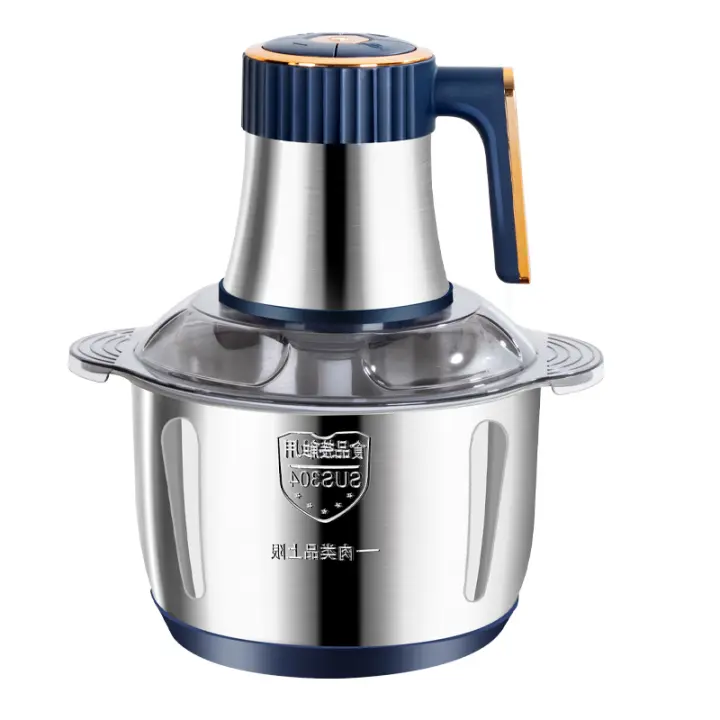 Picadora de carne eléctrica de 5 l, cinco velocidades, 6 cuchillas, acero inoxidable, versátil y silenciosa, apta para frutas, verduras, carne y especias, 500 W - 1