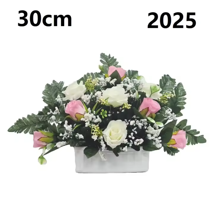 Centro de Flores para Cementerio Gerimport - Ramos de Flores para Todos los Santos - Flores Artificiales de Tela - Ancho 30cm - Alto 30cm - Personalizar Color y Medida - Contacto Directo con Nosotros - 1