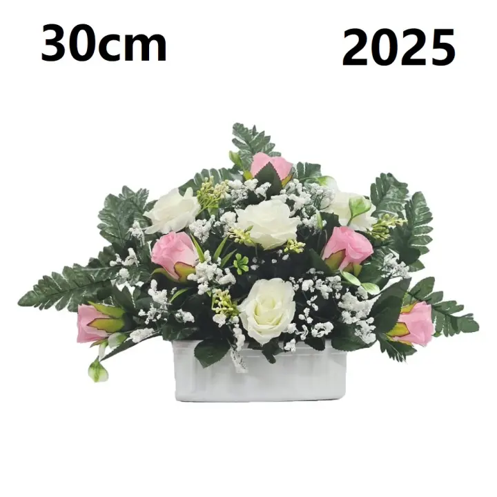 Centro de Flores para Cementerio Gerimport - Ramos de Flores para Todos los Santos - Flores Artificiales de Tela - Ancho 30cm - Alto 30cm - Personalizar Color y Medida - Contacto Directo con Nosotros - 1
