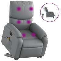 vidaXL Sillón de masaje elevable eléctrico cuero sintético Negro, Crema, Marrón Sillon Dormitorio Sillon Comodos Silla Relax Sillón Sofá - details 2