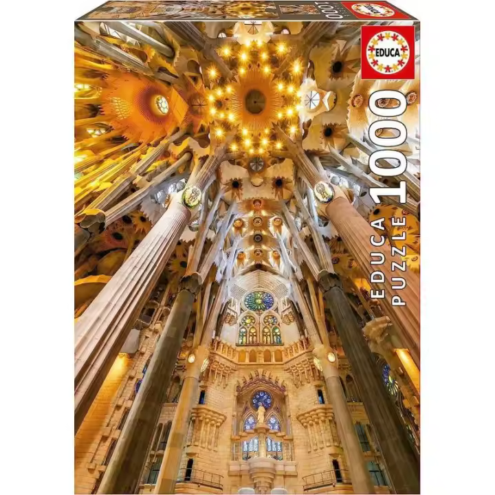 Educa - Puzzle 1000 Piezas Interior de la Sagrada Familia - Incluye Cola Especial FIX PUZZLE - Desarrollo de la Motricidad Fina - 1