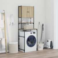 vidaXL Armario de Lavadora Estantería de Almacenaje Baño Colada Roble Ahumado Color Roble Sonoma,  Roble ahumado,  Gris sonoma y mas - details 1